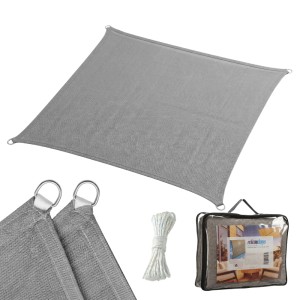 Relaxdays Sonnensegel HDPE Dunkelgrau Atmungsaktiv 4 m x 4 m