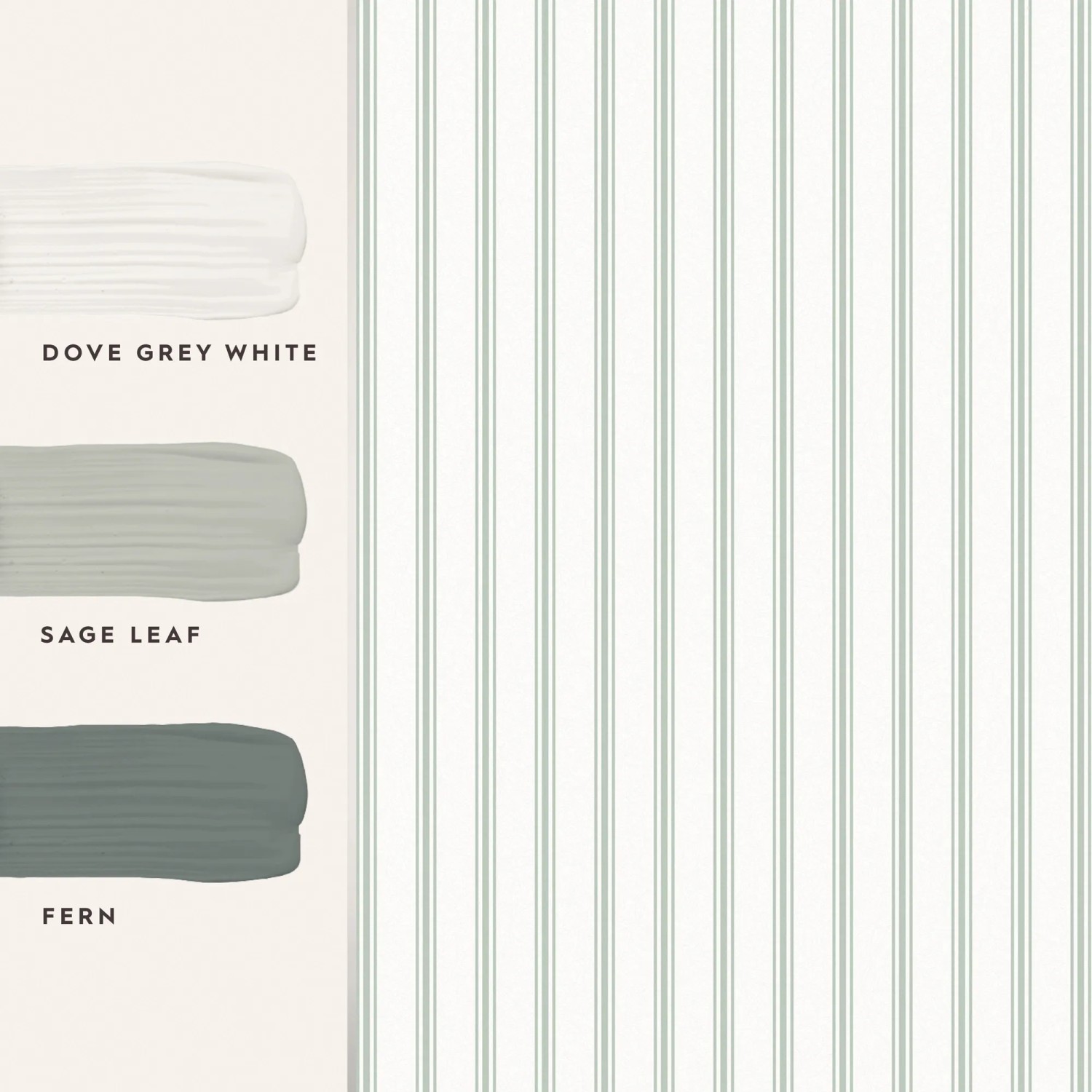 Laura Ashley Vliestapete Farnworth Stripe Sage Green: Dekorative Tapete mit feinen, grünen Streifen.