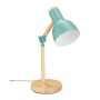 Verstellbare Schreibtischlampe aus hellem Holz mit grünem Metallschirm. Ideal als Tischleuchte für Büro & Arbeitsplatz.