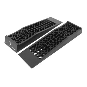 STAHLWERK Stufenkeile GT-13 ST, 2er Set, schwarz, aus HDPE-Kunststoff mit rutschfestem Profil für Campingmobile.