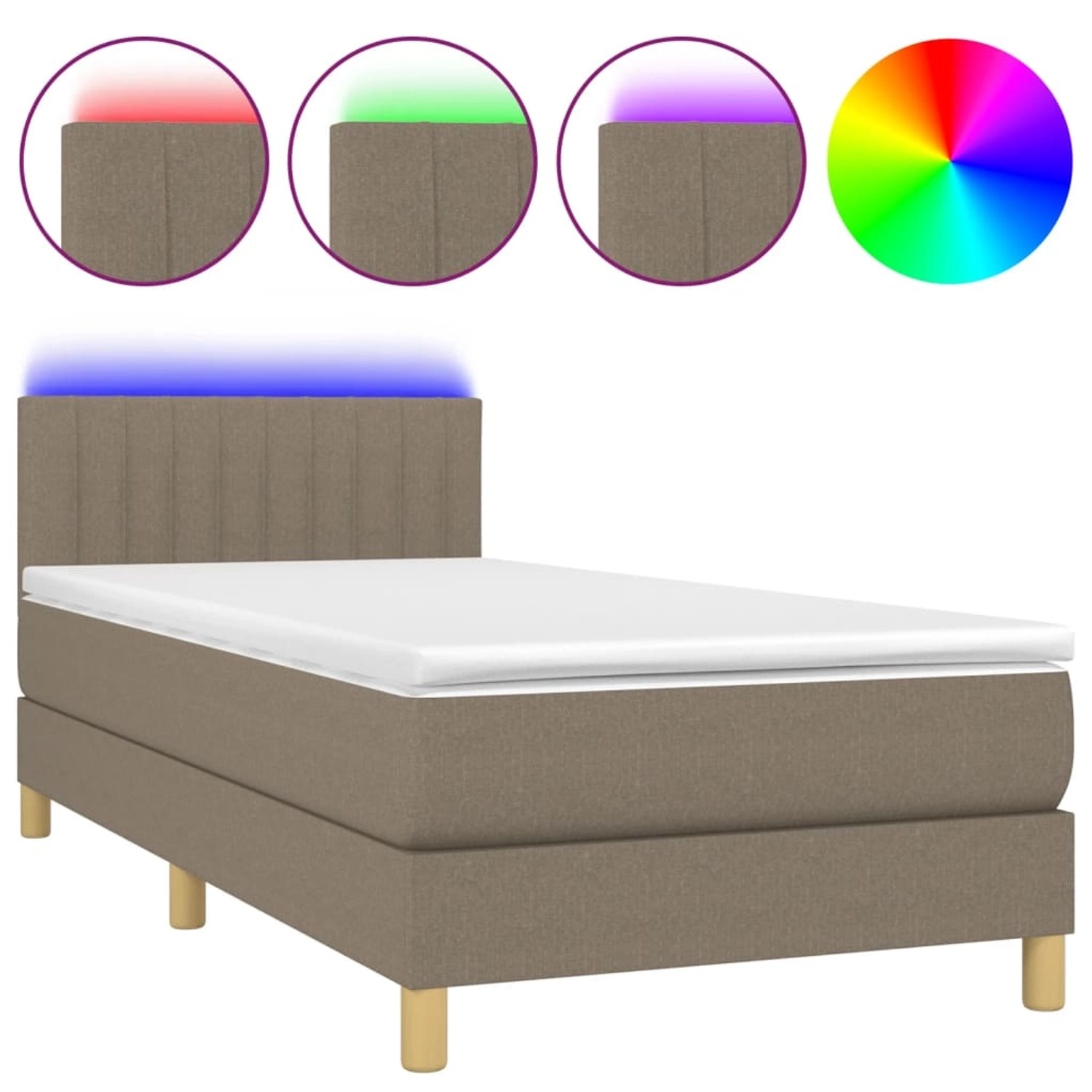 vidaXL Boxspringbett mit Matratze & LED Taupe 90x190 cm Stoff 3133841 günstig online kaufen