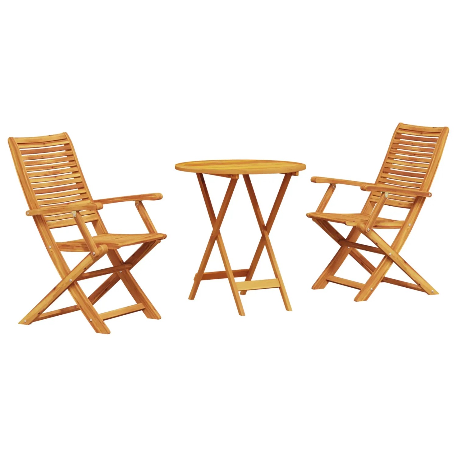 vidaXL Klapp Bistro Set 3-Tlg Braun Akazie Massivholz 3375695