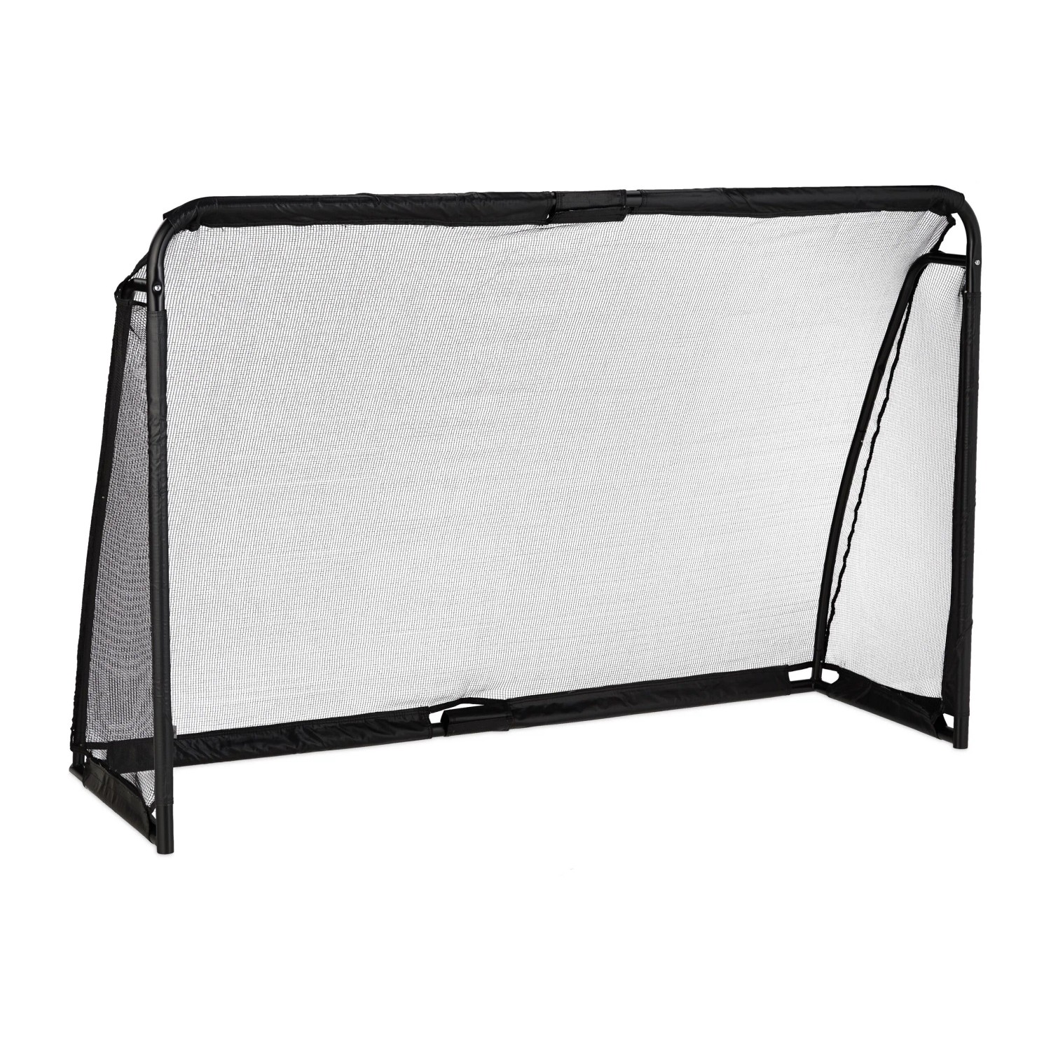 Relaxdays Fußballtor Stahl Schwarz mit Netz 120 cm x 180 cm x 60 cm