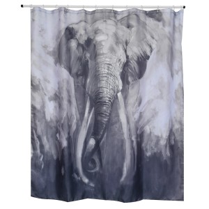 Spirella Duschvorhang Elephant, 180x200 cm, grau-blau mit Elefantenmotiv.
