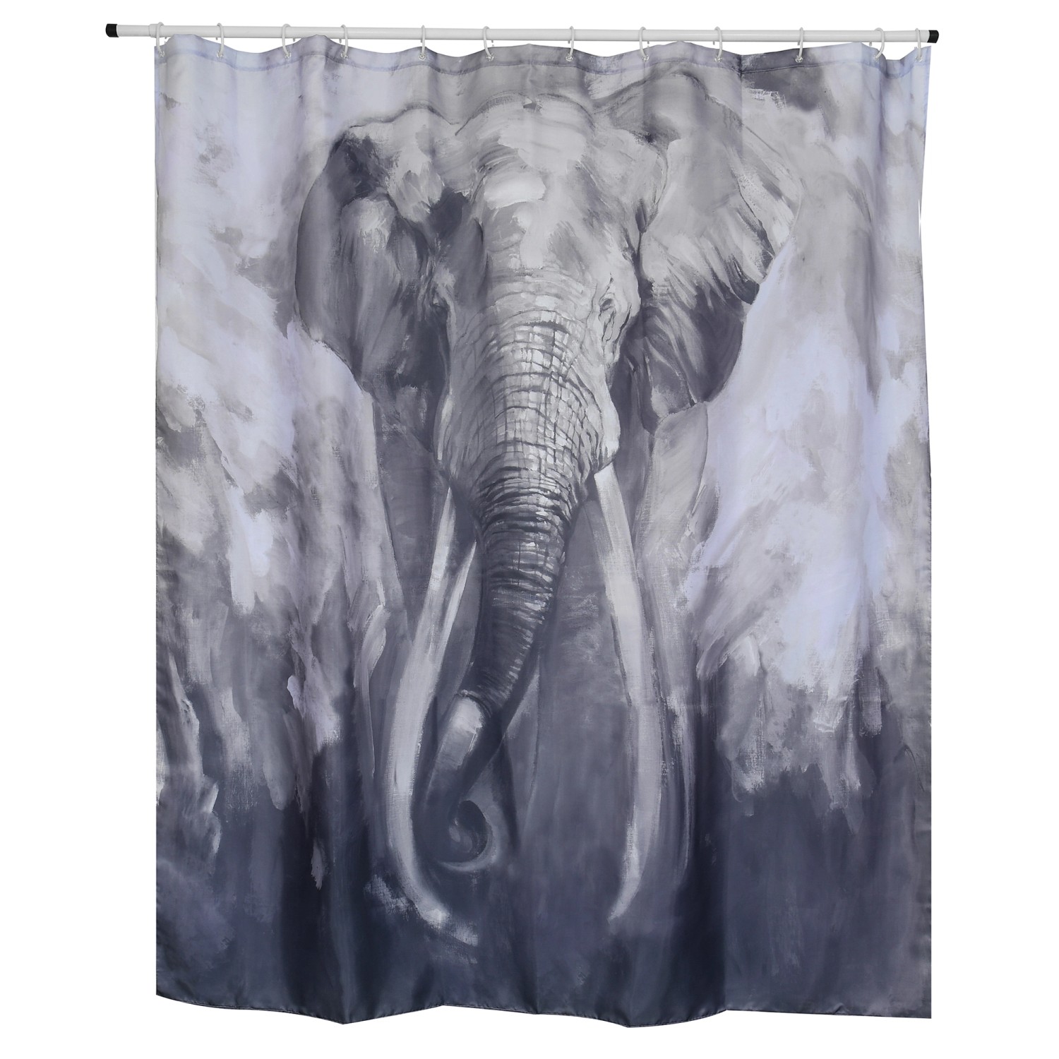 Spirella Duschvorhang Elephant 180 cm x 200 cm Grau-Blau günstig online kaufen