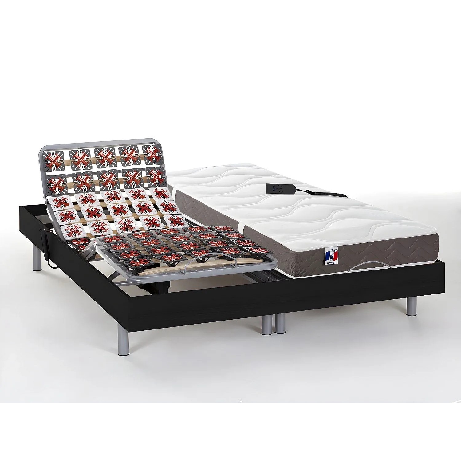 Vente-unique Bett Mit Elektrischem Lattenrost Jupiter Schwarz 190 cm  71 cm