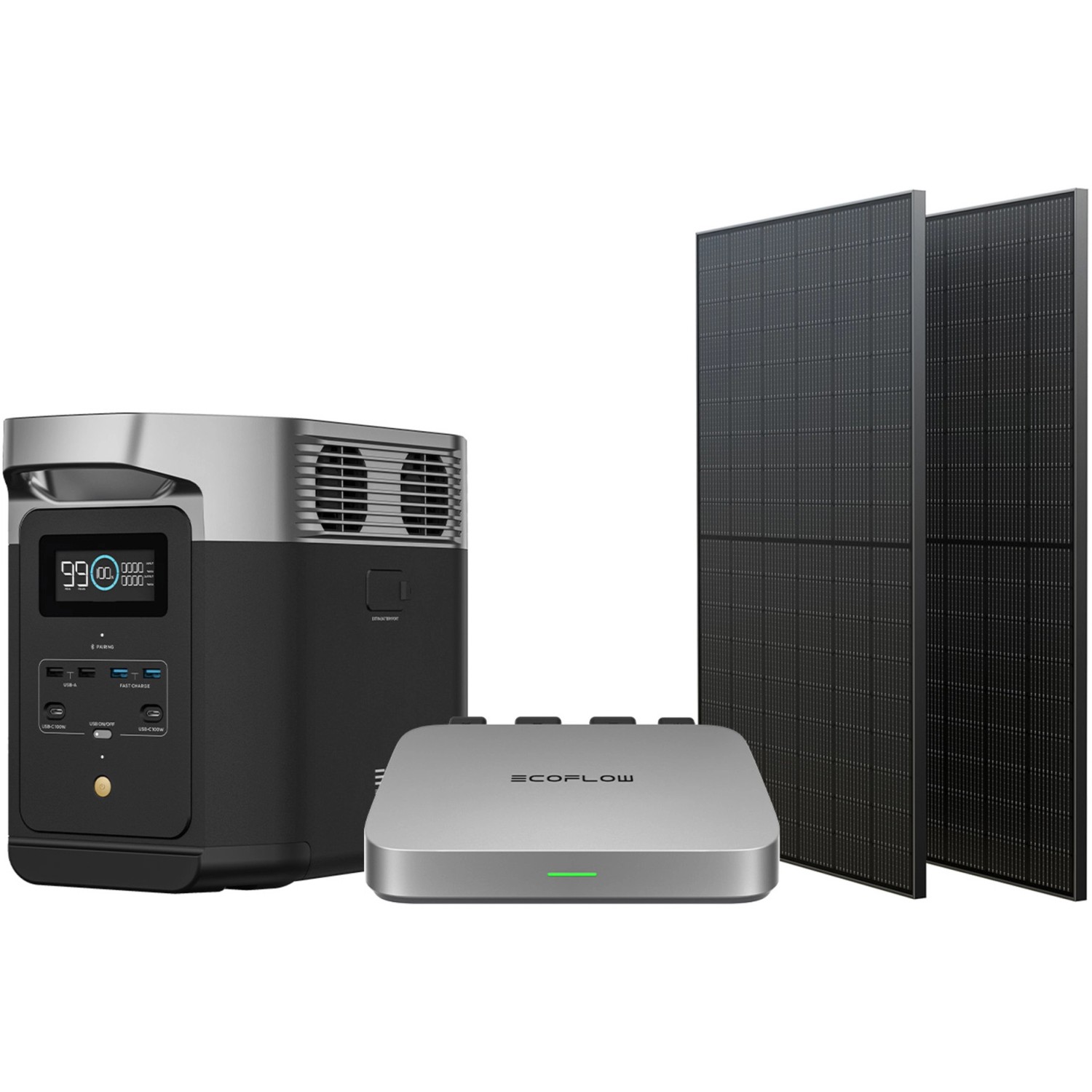 Ecoflow Solarpanel Powerstream 600 W Set inkl. Delta Silber-Schwarz