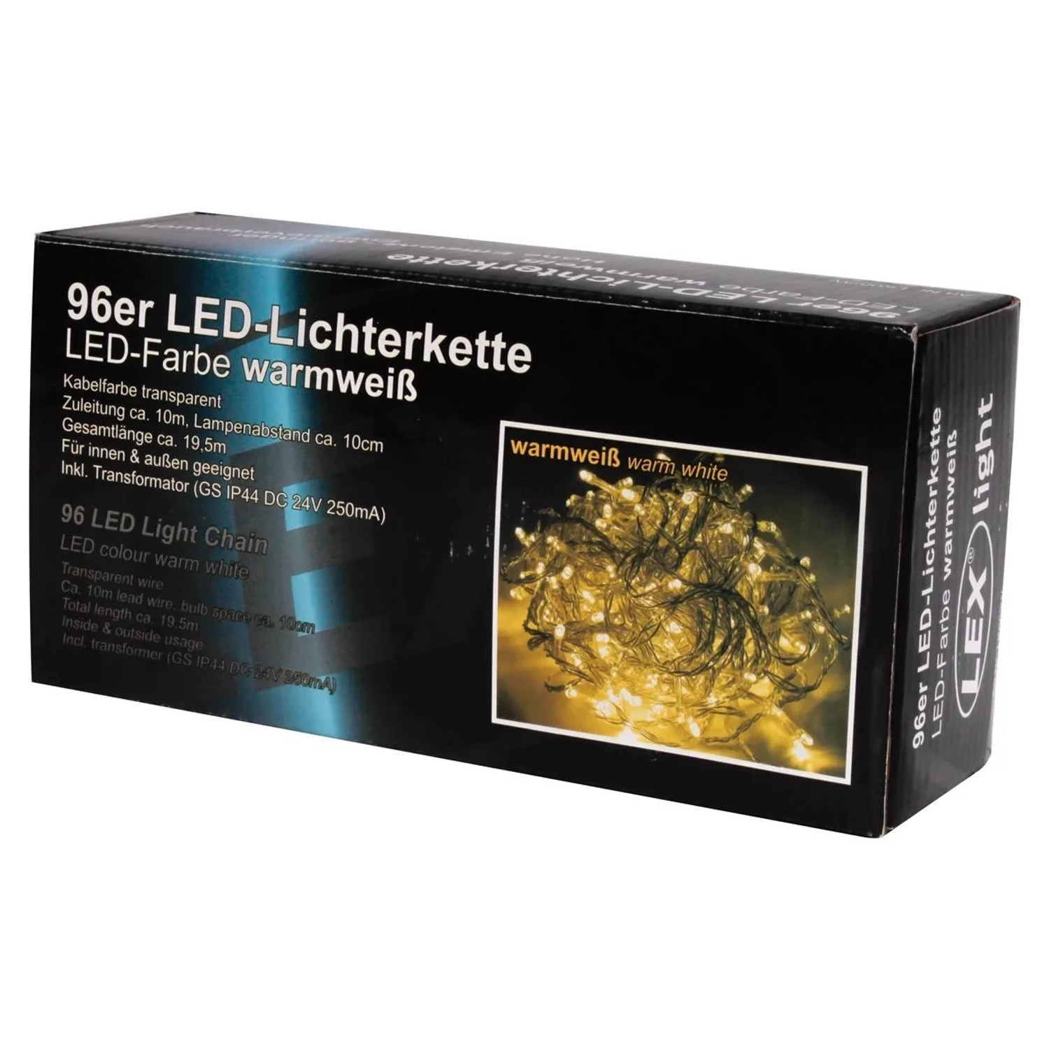 Lex 96er LED Lichterkette Außen Innen Partylichterkette Weihnachtslichterkette Warmweiß