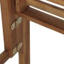 Detailansicht der Klappmechanik der Siena Garden Lovera 2-Sitzer Gartenbank aus Akazienholz.