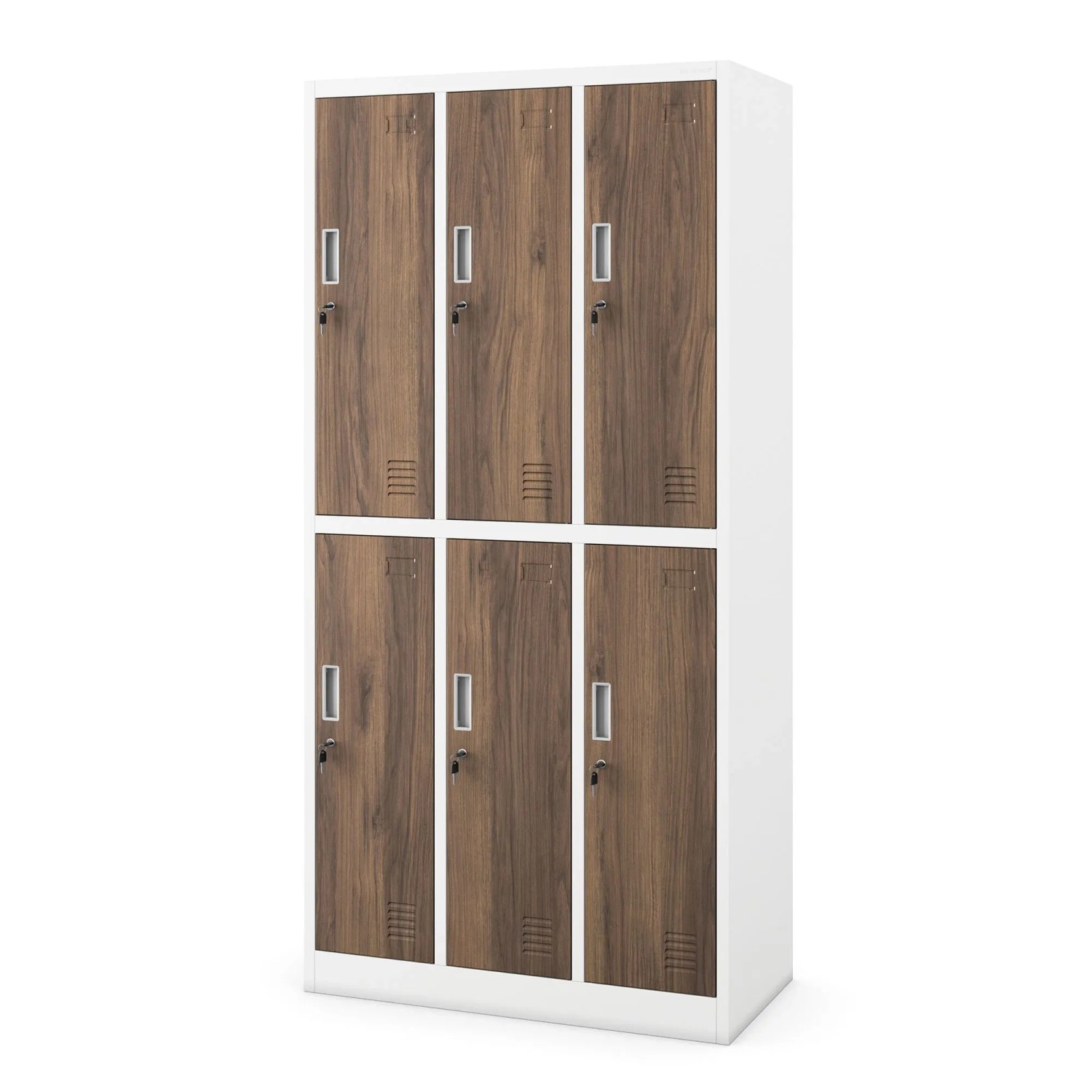 JAN NOWAK Arbeitsschutz-Kleiderschrank Mit 6 Türen IGOR 185x90x45 cm Weiß Nussbraun