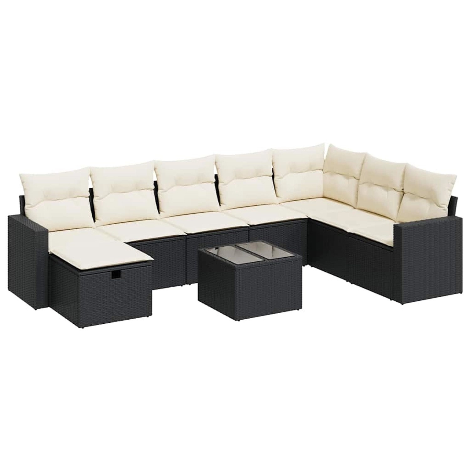 vidaXL 9-Tlg Garten-Sofagarnitur mit Kissen Schwarz Poly Rattan 3325442 günstig online kaufen