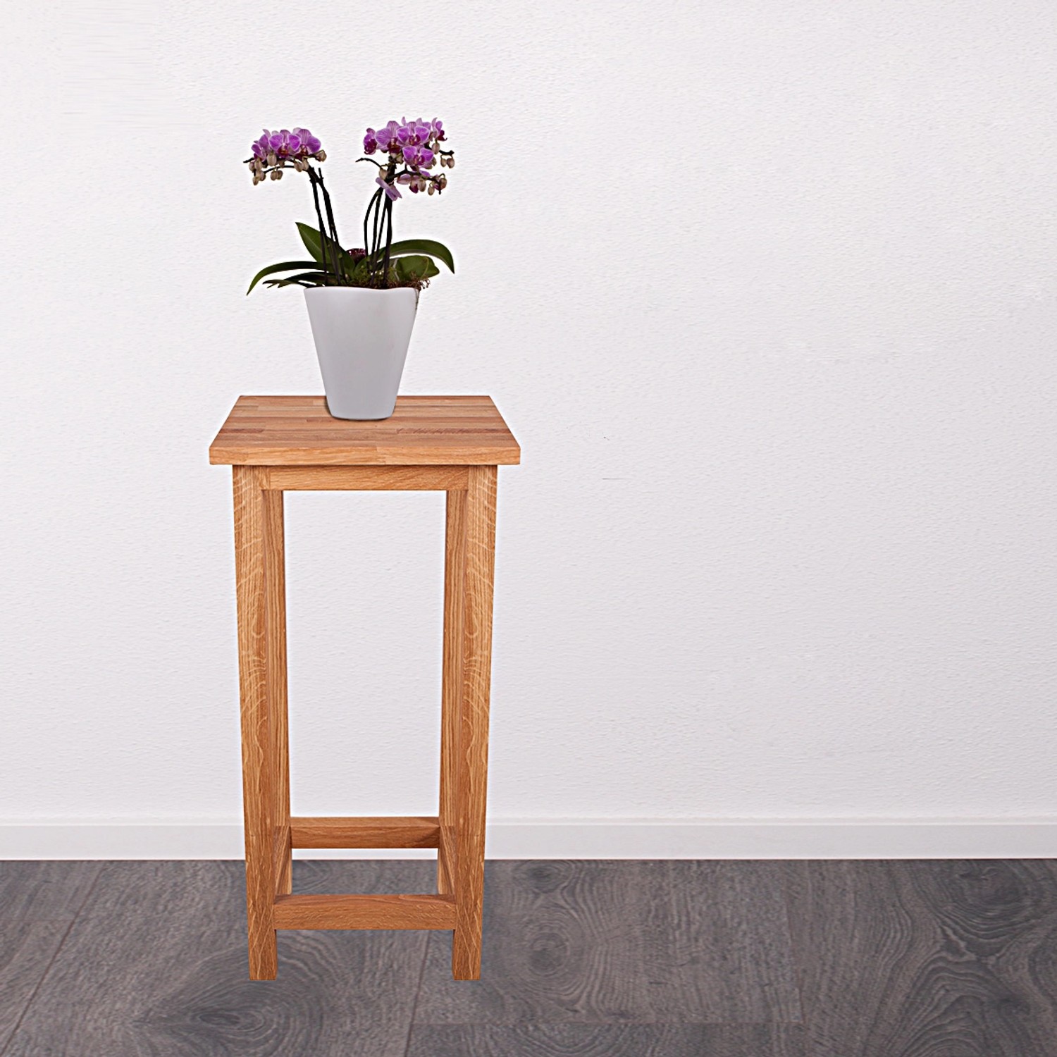 Blumenständer Max 2 aus Eiche (60x30x30cm) mit Topfpflanze, FSC®-zertifiziert.