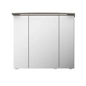 Pelipal Spiegelschrank Serie 4010 in Graphit, 82 cm breit, mit drei Spiegeltüren und Kranzbeleuchtung.
