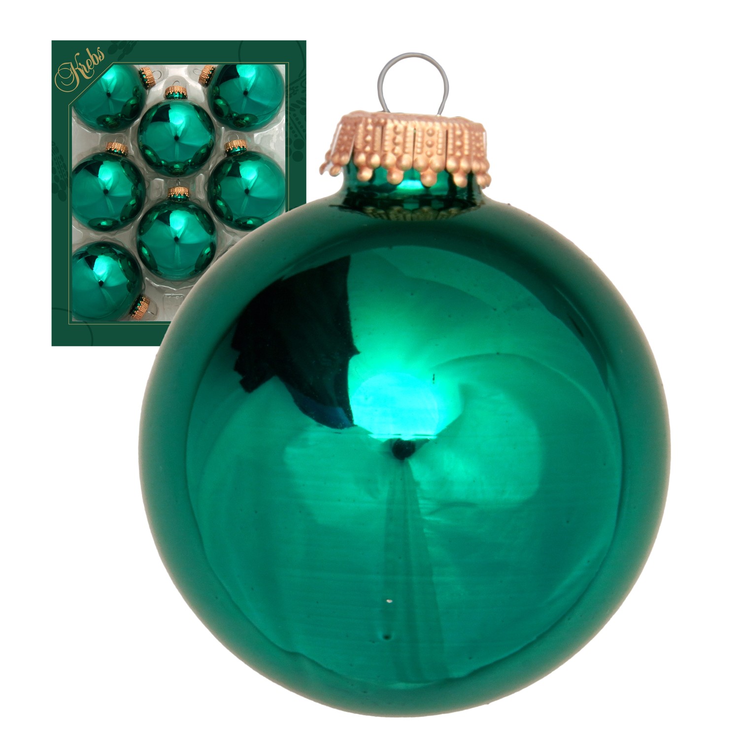 Krebs Glas Lauscha Weihnachtskugeln Dunkelgrün Glanz Uni 8er-Set 7cm