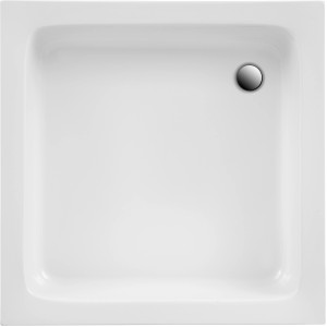 Quadratische, weiße Ottofond Duschwanne Saba, 90x90 cm, aus Sanitär-Acryl mit Chrom-Ablauf.