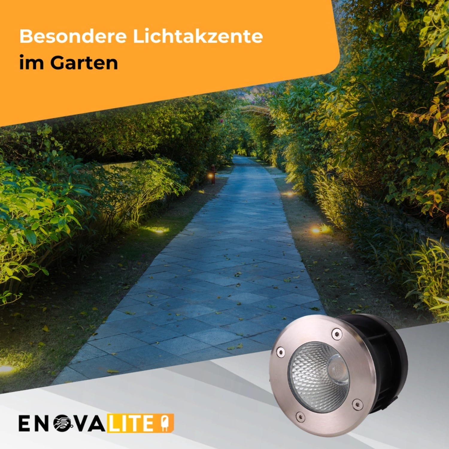 ENOVALITE LED Bodenleuchte, Edelstahl Gartenstrahler für stimmungsvolle Lichtakzente im Außenbereich.