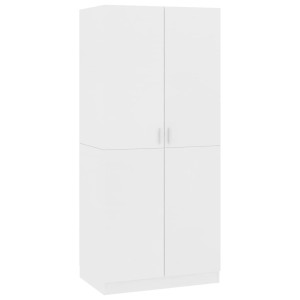Weißer vidaXL Kleiderschrank (80x52x180 cm) aus Holzwerkstoff mit 2 Türen.