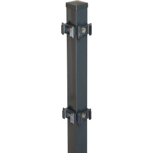 Anthrazitfarbener Eckpfosten (240 cm) mit Klemmplättchen für Zaunbau & Sichtschutz.