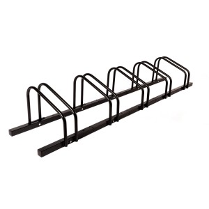 Schwarzer KARAT Fahrradständer Linus für 5 Fahrräder, zur Boden- oder Wandmontage.