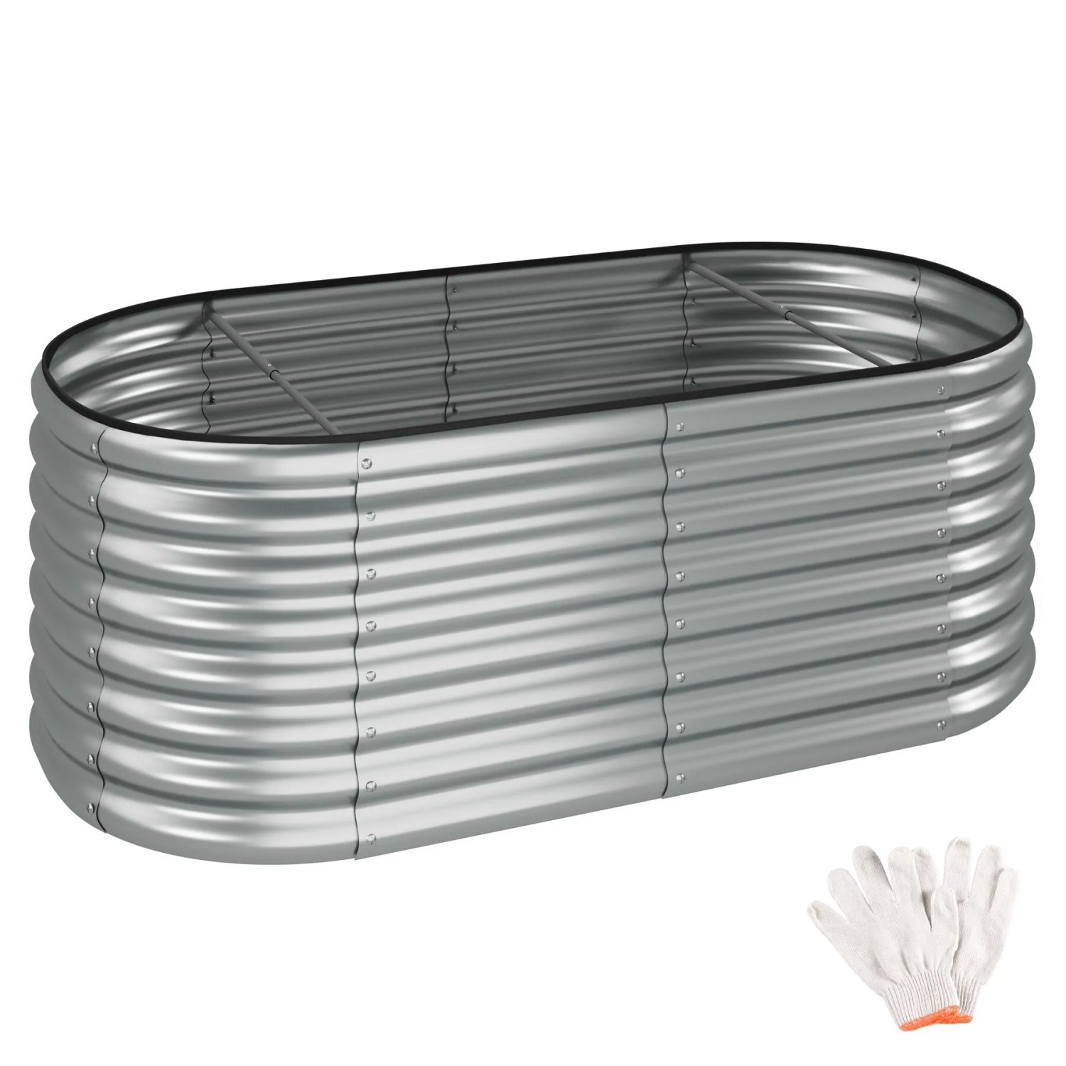 Tectake Hochbeet Flormma Aus Verzinktem Stahl 603 Liter Fassungsvermögen  80 x 160 x 60 cm Silber