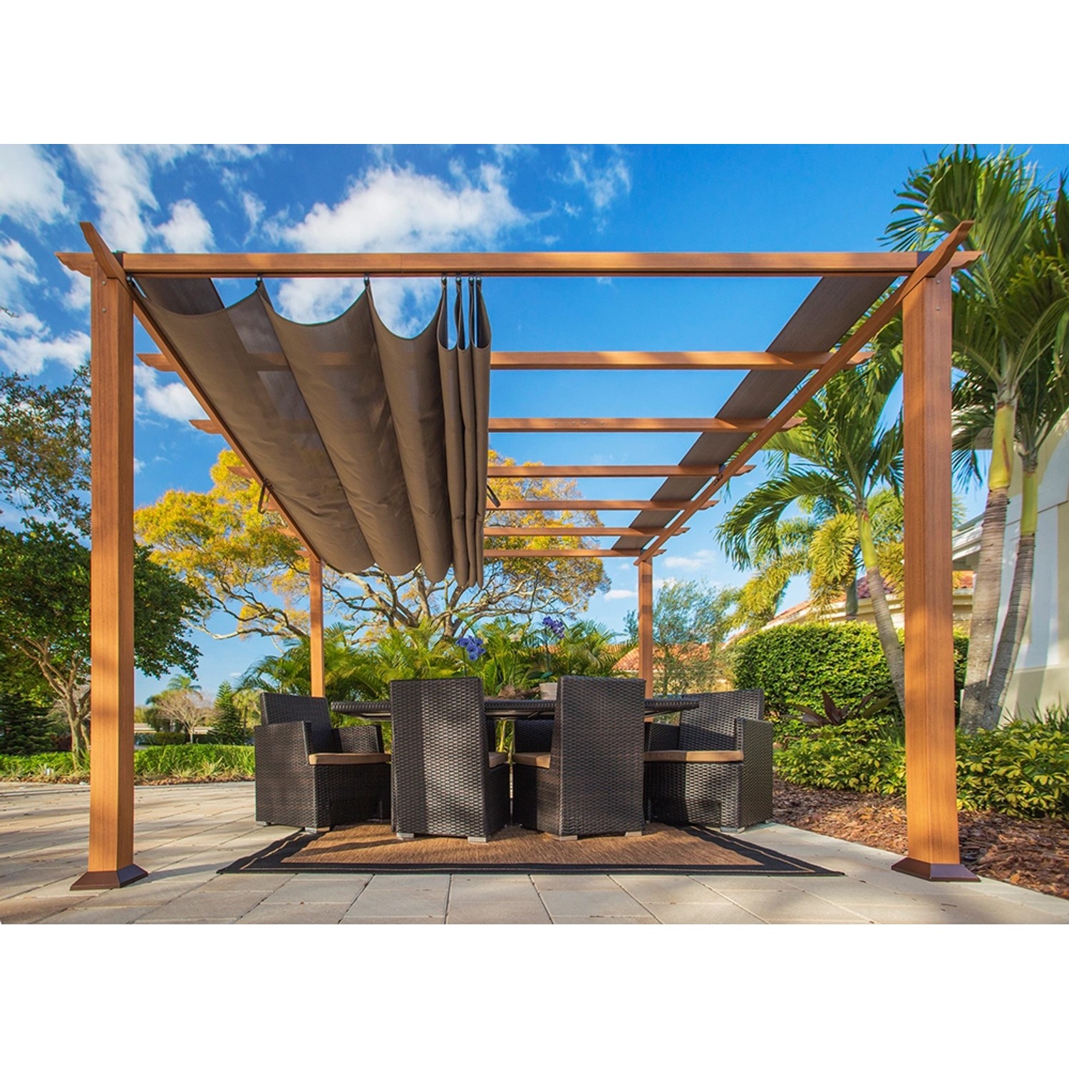 Paragon Outdoor Pergola Florida Aluminium/Textil 350 cm x 350 cm x 2350 cm Natur