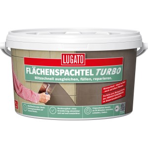 Eimer Lugato Flächenspachtel Turbo 5 kg, ein schnell trocknender Fliesenspachtel zum Ausgleichen und Reparieren von Flächen.