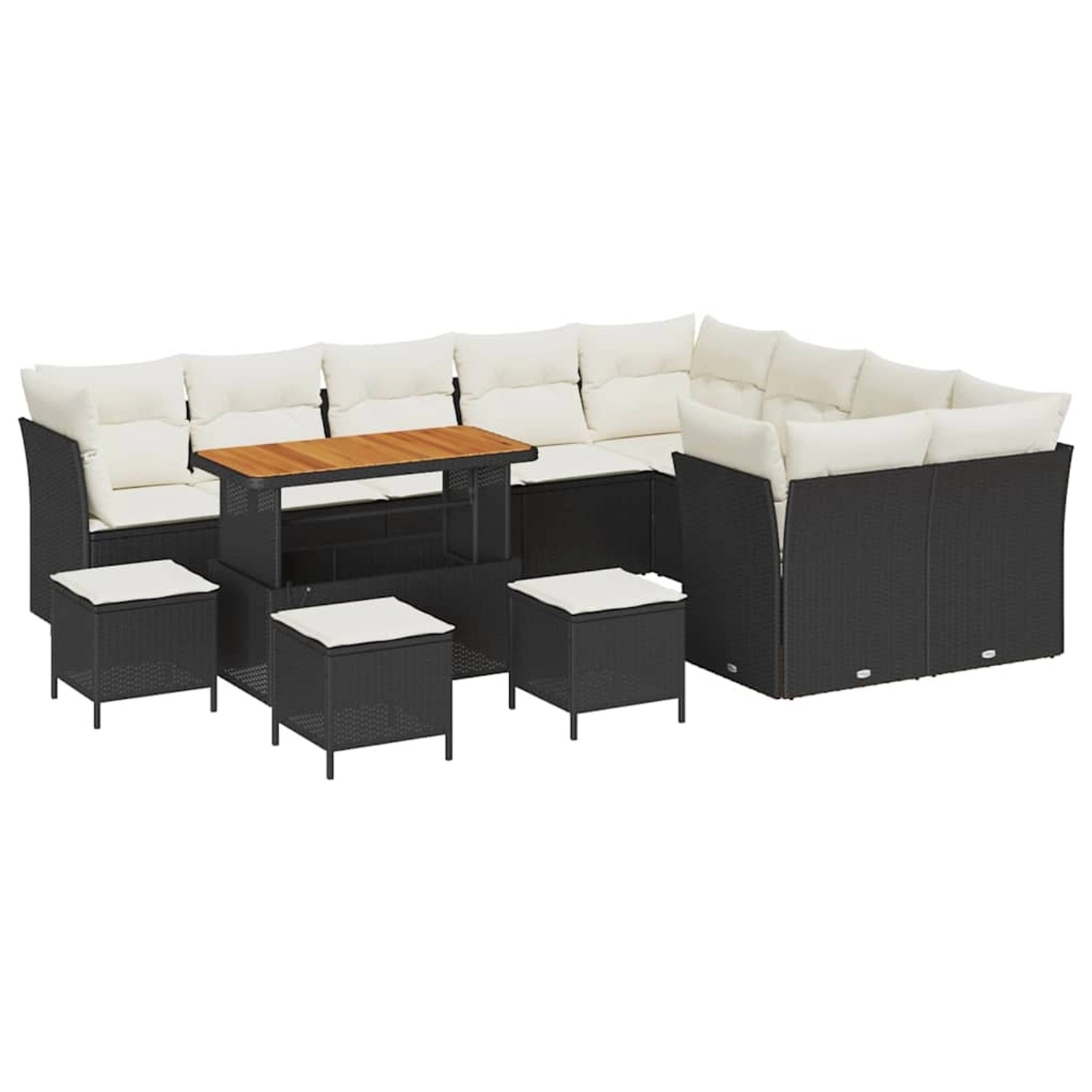 vidaXL Garten-Sofa-Set 13-Tlg Schwarz Poly Rattan 3361530 günstig online kaufen