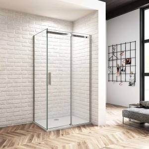 Duschparadies Duschkabine Eckdusche 120x90cm Höhe 195cm Schiebetür x Seitenwand 6mm Sicherheitsglas Dusche Duschabtrennung Hochglanz Verchromt