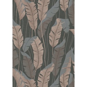 Erismann Vliestapete Melissa Arwen Anthrazit mit Blattmuster für dekorative Wände.