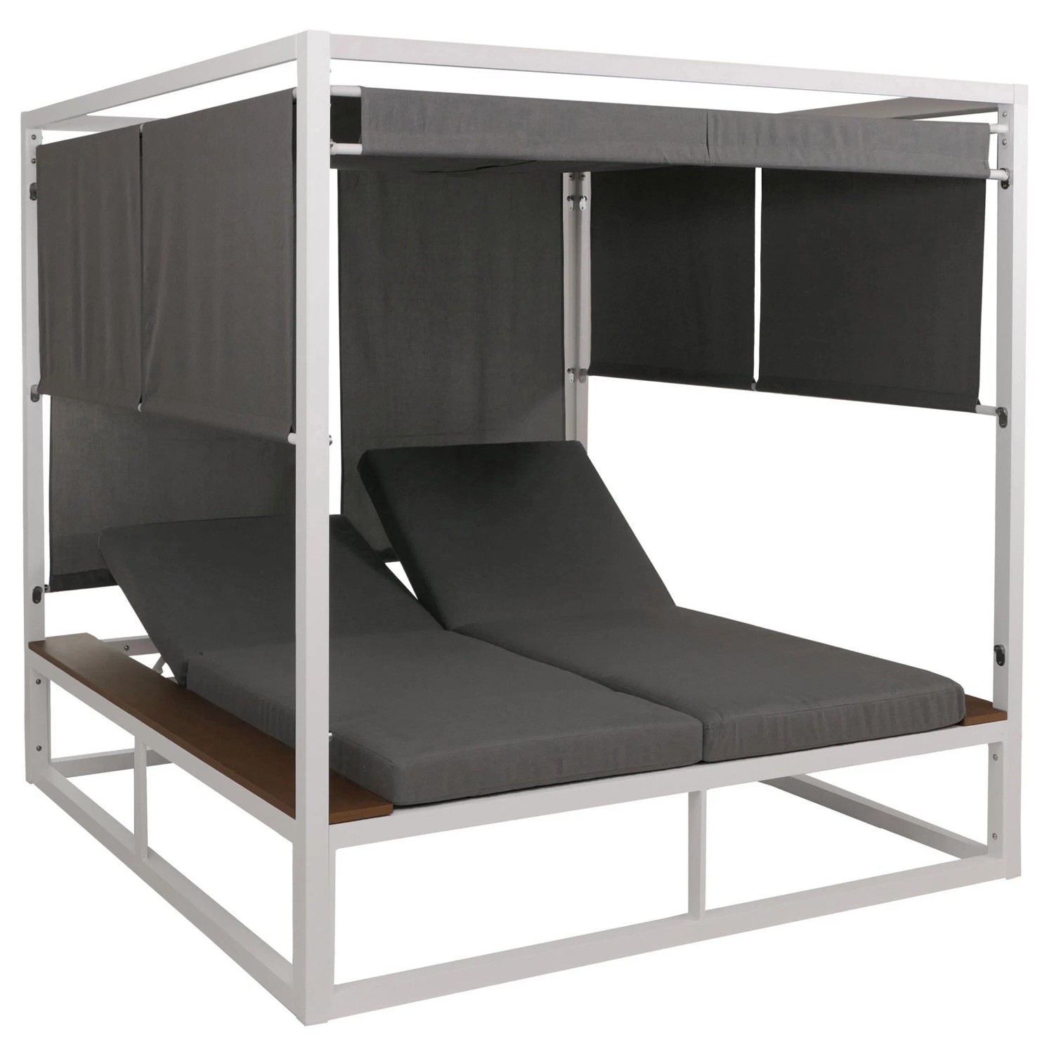 MCW Aluminium Lounge-Gartenliege M63b 10cm-Polster 200cm Weiß Polster Grau