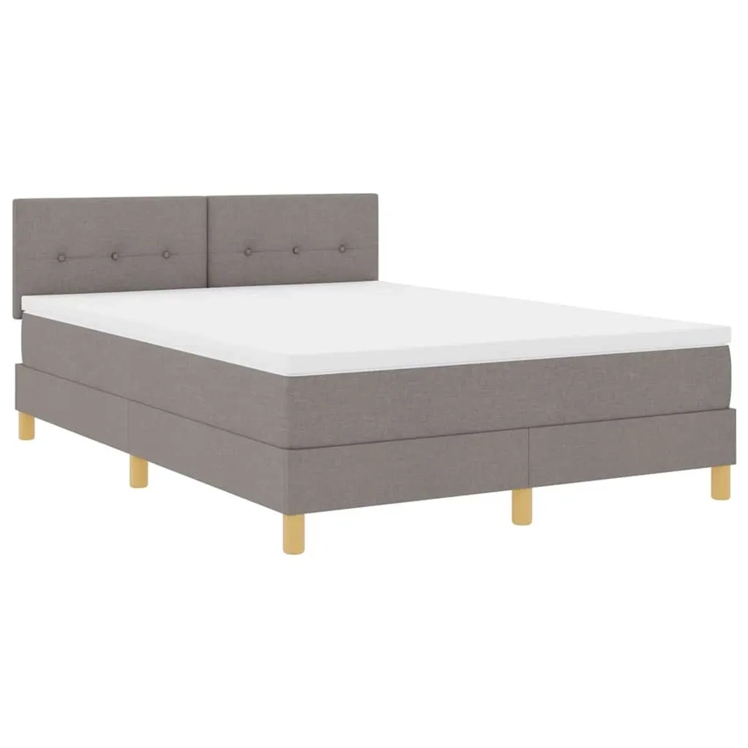 vidaXL LED Boxspringbett mit Matratze mit LED Taupe 140 x 200 cm Stoff 3342447