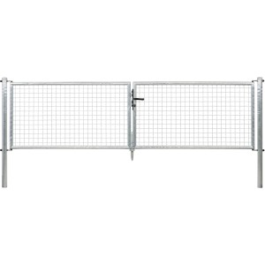 Feuerverzinktes Doppeltor 75x300 cm für Maschendraht- und Fix-Clip Pro-Zaun, inklusive Pfosten.