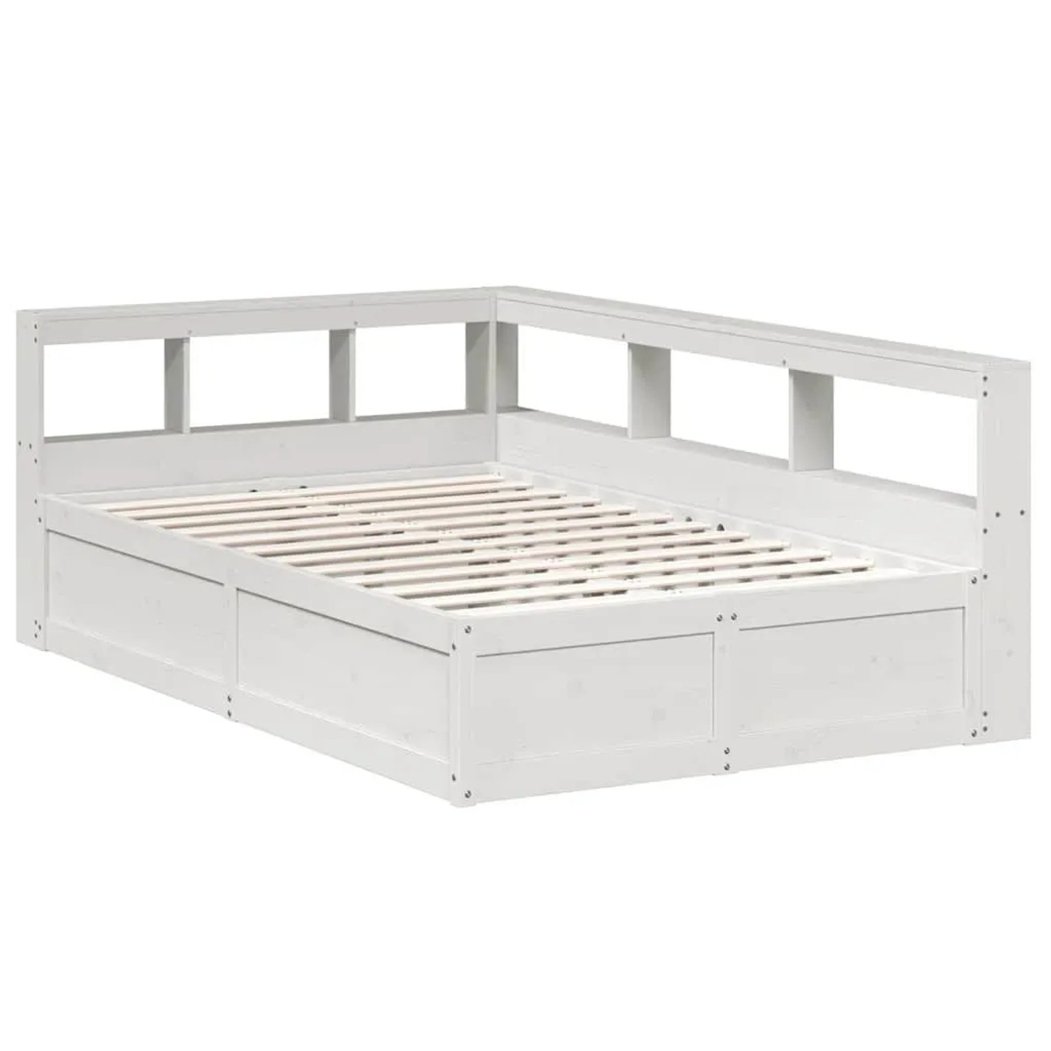 vidaXL Massivholzbett mit Regal ohne Matratze Weiß 135x190 cm Kiefer 332447 günstig online kaufen