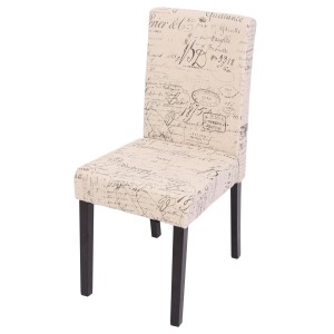 CHEFGASTRO Esszimmerstuhl Klassisch & Zeitlos 90x43x56cm Sitzhöhe 45cm Stoff/Textil Dunkle Beine Schriftzug Creme