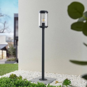 Moderne Lindby Außenleuchte Ojali, schwarz, 1-flammig, aus Aluminium. Spritzwassergeschützt für Garten & Terrasse.