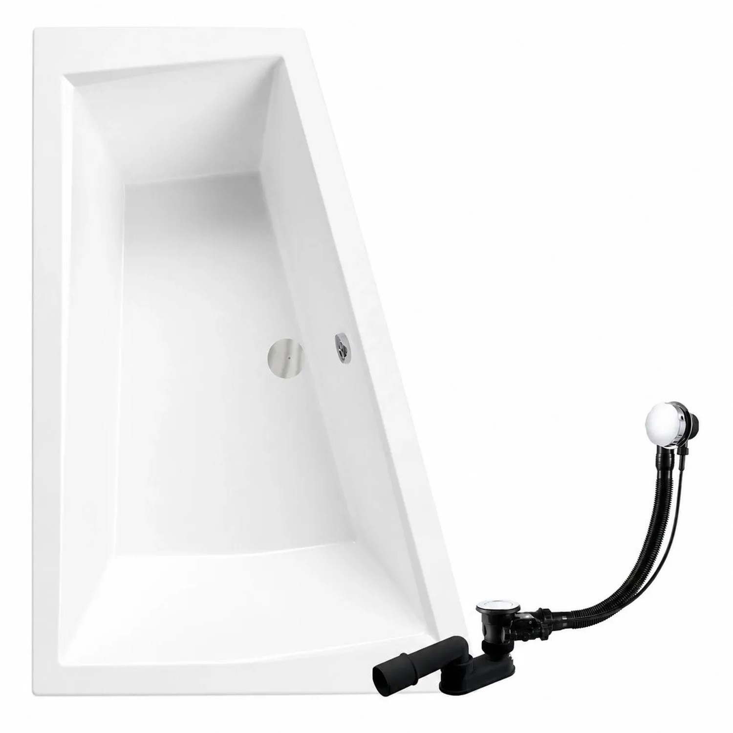 KOLMAN Badewanne Eckwanne 170 x 125 Cm Links Mit 1 Kopfstütze KODI Inkl. Ablauf Und Füße