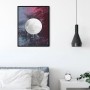 Komar Wandbild Solum Luna, 40x50 cm, mit abstraktem Mond-Motiv in Blau und Rot.