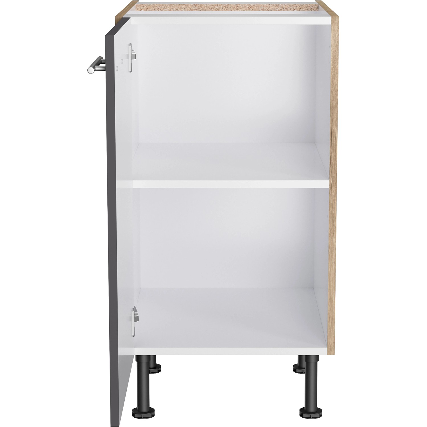 Optifit Unterschrank Jonte984, 45 cm breit, Anthrazit/Wildeiche, mit Tür und Einlegeboden.