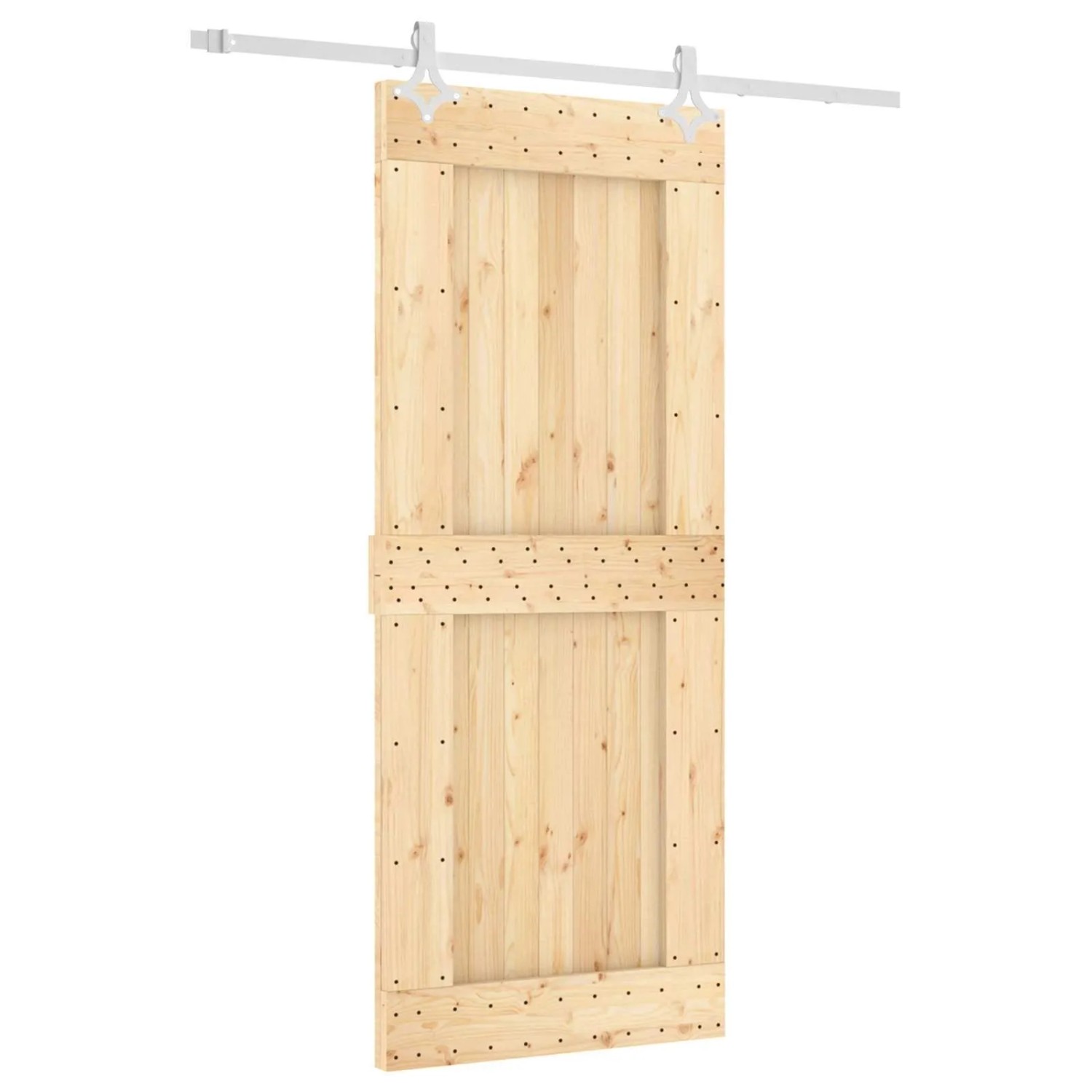 vidaXL Schiebetür Natur und Weiß 85 x 210 cm Massivkiefer 3445089