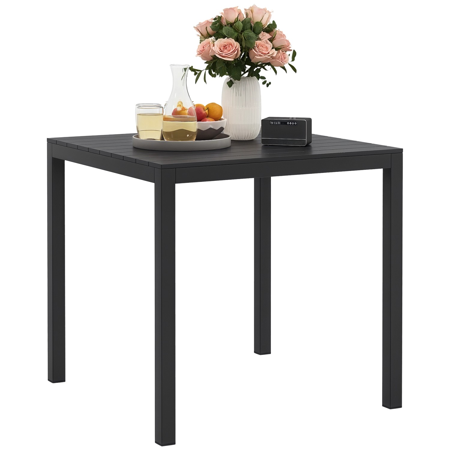 Outsunny Gartentisch Aluminium  Kunststoff 73L x 73B x 72H cm Schwarz günstig online kaufen