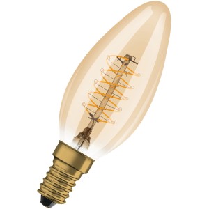 Osram LED-Leuchtmittel E14 in Kerzenform, 3,4W, warmweißes Licht. Vintage-Design mit Glühfaden.