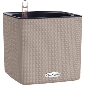 Lechuza Cube Color Pflanzgefäß, 16x16x16 cm, sandbraun, mit Bewässerungssystem.