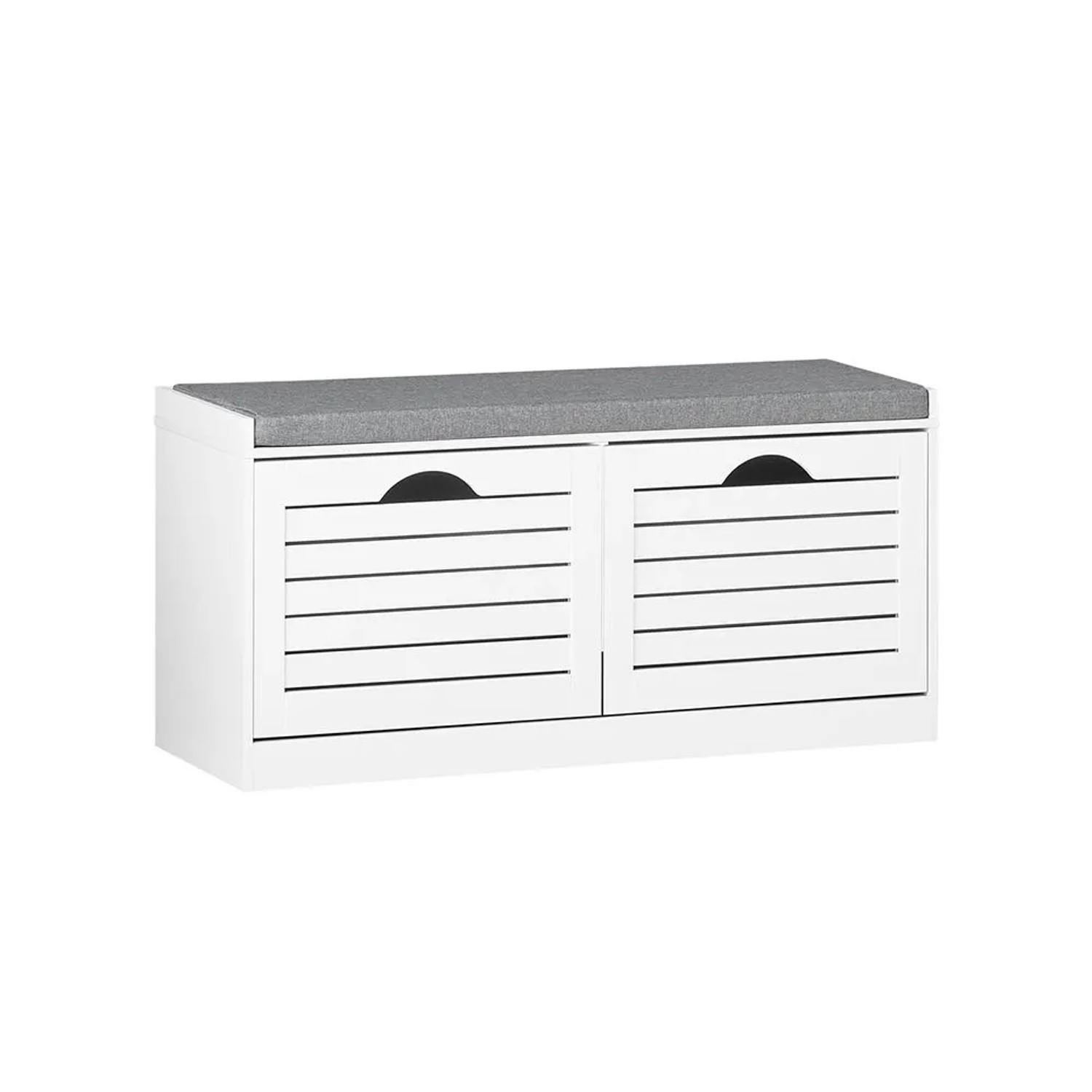 SoBuy Schuhbank mit 2 Klappen Sitzbank mit Stauraum Schuhregal Weiß 97x30x47cm FSR62-II-W