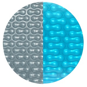 Runde Solarplane 300cm, blau-silber, 400µm Geobubble-Folie für Pool-Isolation.