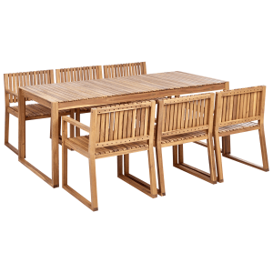 Beliani Gartentisch Set SASSARI II Heller Holzfarbton