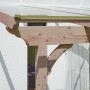 Detailansicht Skan Holz Terrassenüberdachung Ravenna aus Douglasie mit klarer Doppelstegplatte.