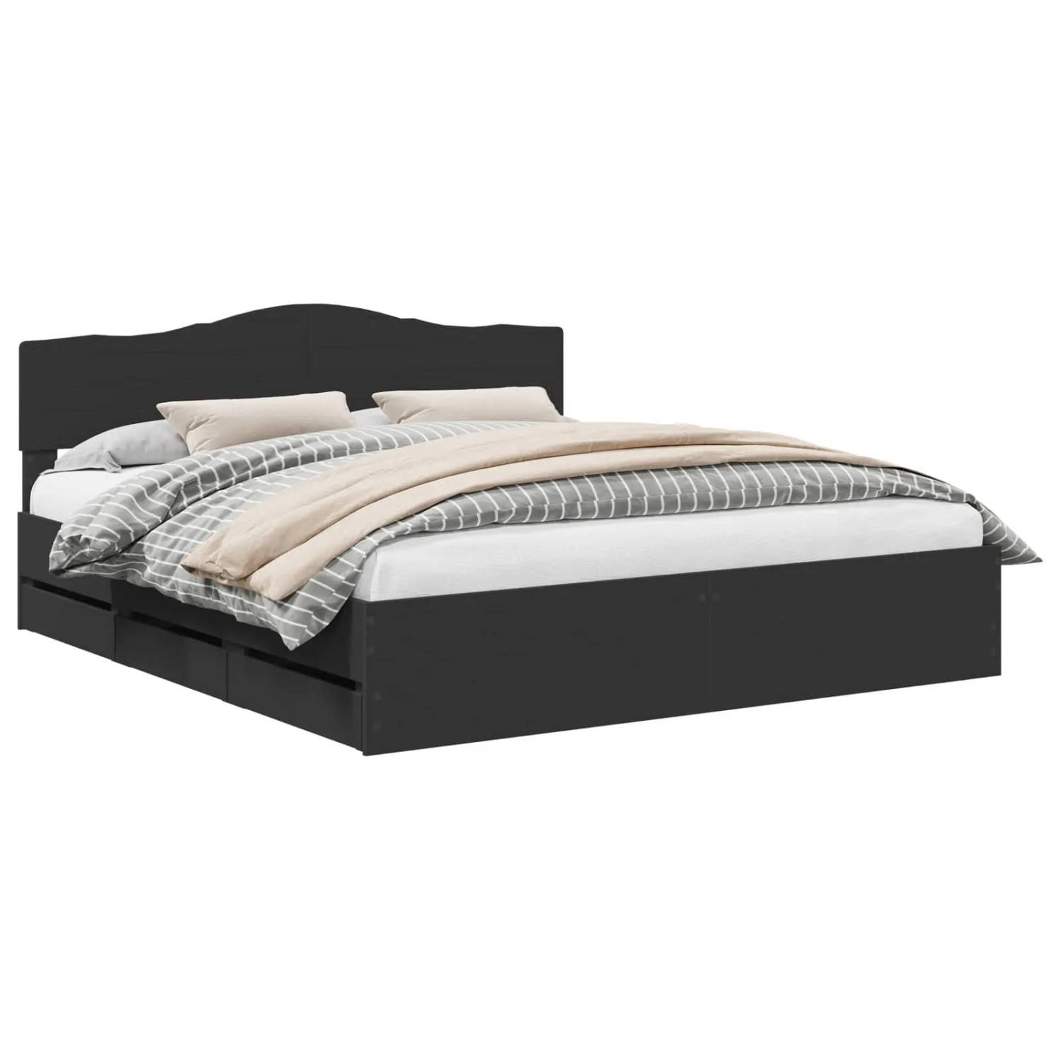 vidaXL Bettrahmen mit Schubladen Schwarz 180 x 200 cm Ingenieurs Holz 34129 günstig online kaufen