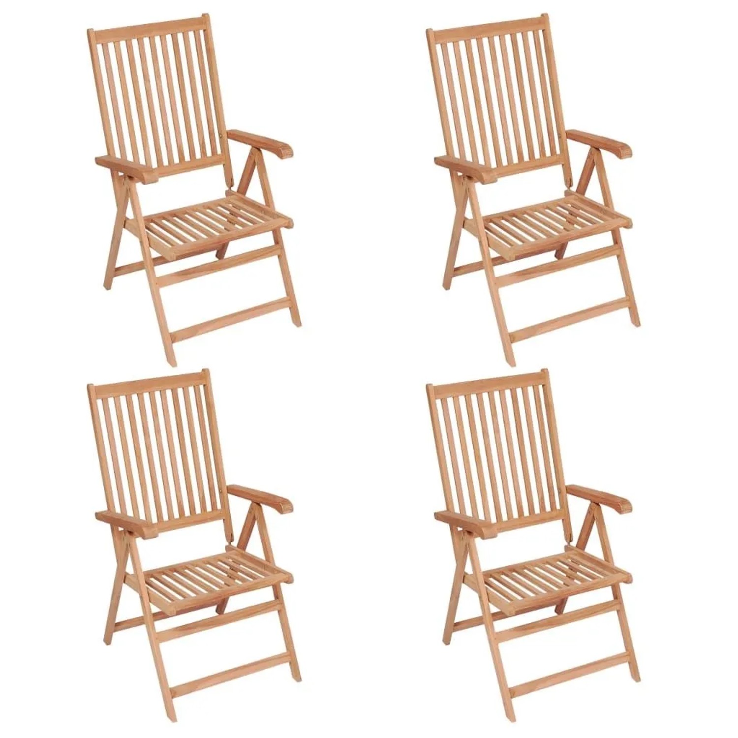 vidaXL Verstellbare Gartenstühle 4 Stk Massivholz Teak 3065525