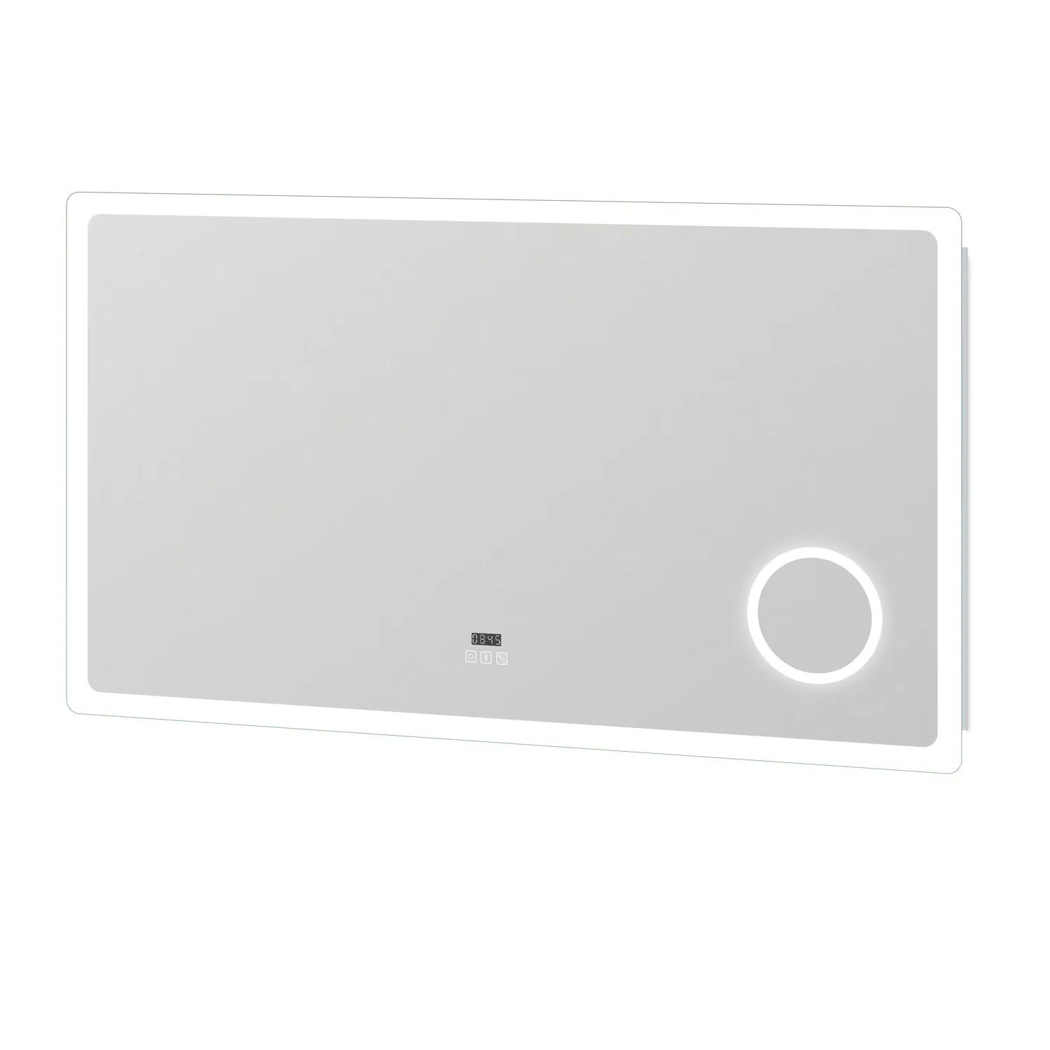 Duschparadies Badezimmerspiegel mit Beleuchtung 120x70cm LED Badspiegel mit Bluetooth Uhr Lupe Touch Beschlagfrei