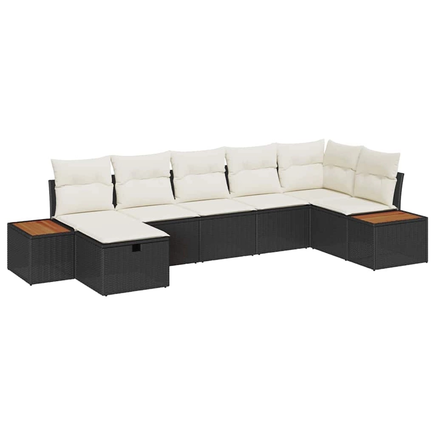 vidaXL Garten-Sofa-Set mit Kissen 7-Tlg Schwarz Poly Rattan 3359639 günstig online kaufen